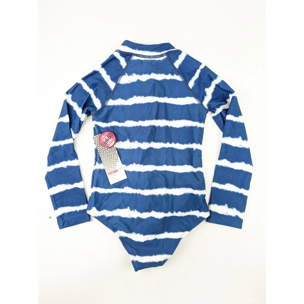 Kensie Girl Blue/White 1pc Rashguard Swimsuit